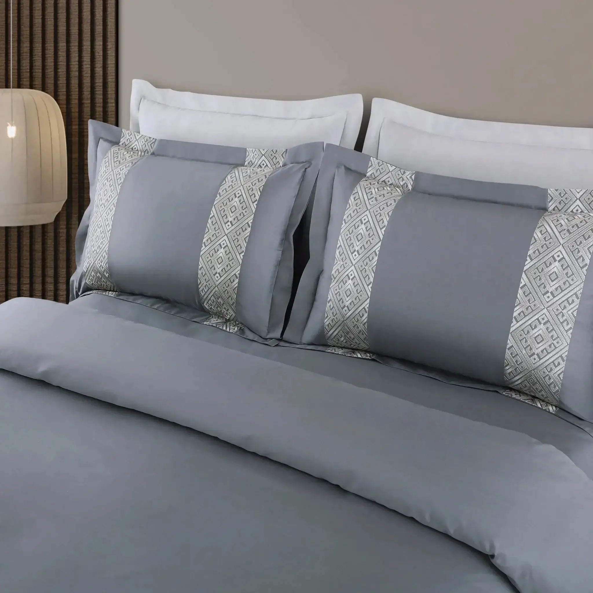 Malako Luxe Stitch & Dream 550 TC Taupe & Beige Premium Embroidered Bedding