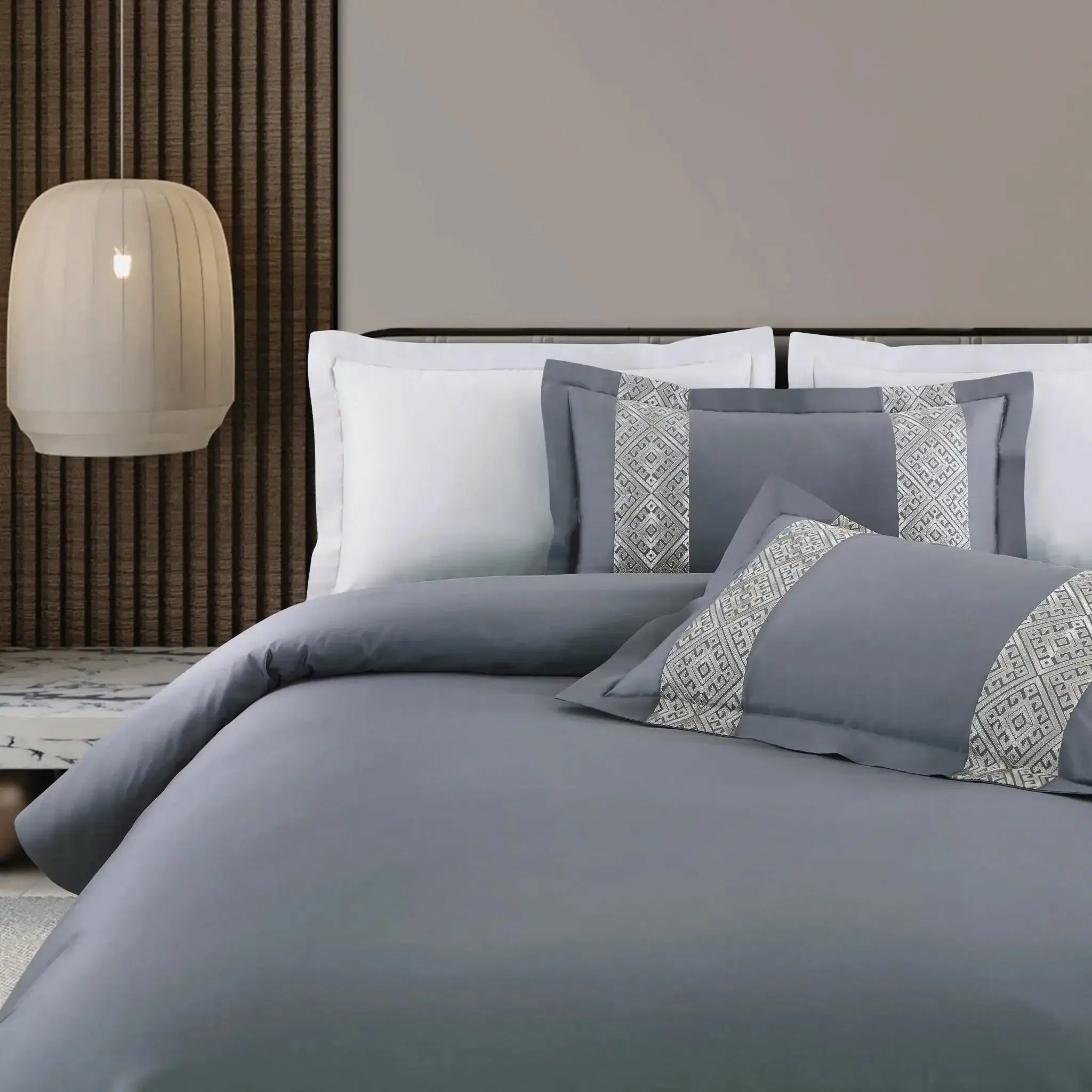 Malako Luxe Stitch & Dream 550 TC Taupe & Beige Premium Embroidered Bedding