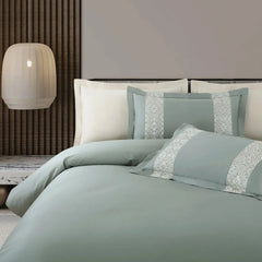 Malako Luxe Stitch & Dream 550 TC Olive & Beige Premium Embroidered Bedding