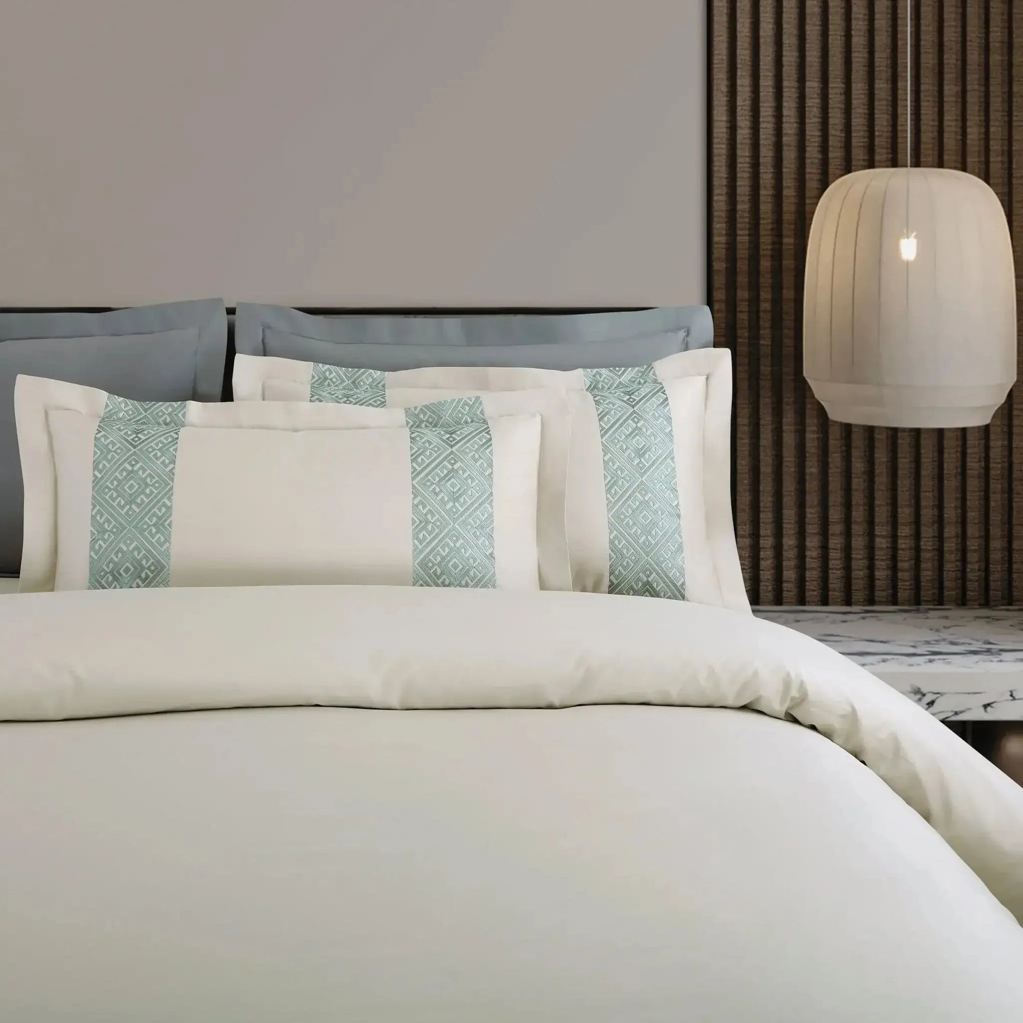 Malako Luxe Stitch & Dream 550 TC Olive Beige Premium Embroidered Bedding