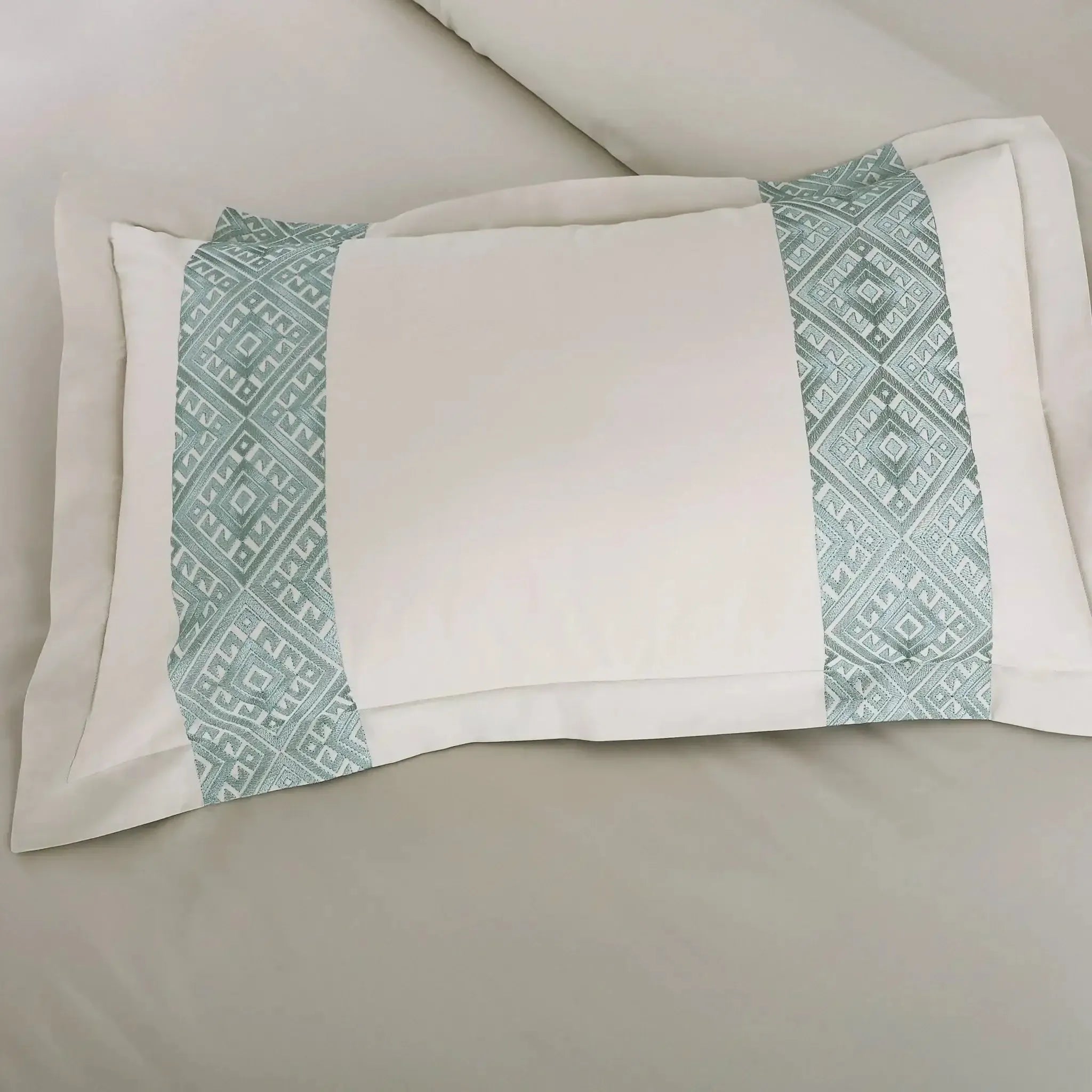 Malako Luxe Stitch & Dream 550 TC Olive Beige Premium Embroidered Bedding