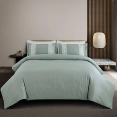 Malako Luxe Stitch & Dream 550 TC Olive & Beige Premium Embroidered Bedding