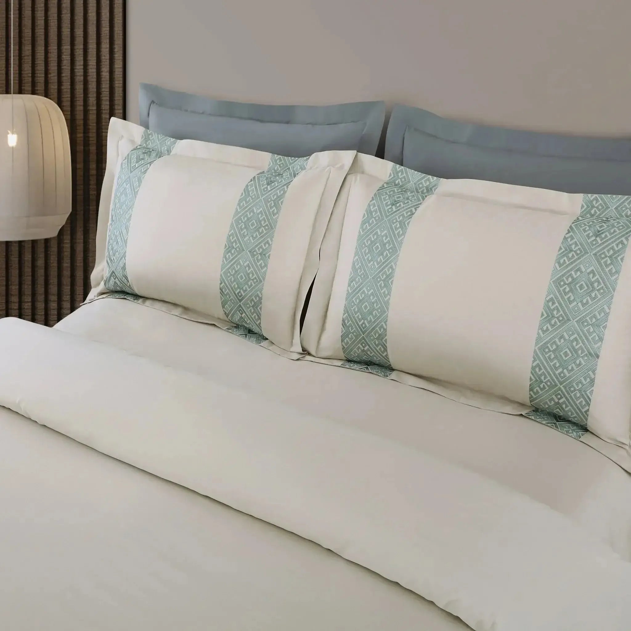 Malako Luxe Stitch & Dream 550 TC Olive Beige Premium Embroidered Bedding