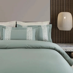 Malako Luxe Stitch & Dream 550 TC Olive & Beige Premium Embroidered Bedding