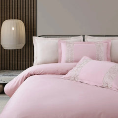 Malako Luxe Stitch & Dream 550 TC Pink & Beige Premium Embroidered Bedding