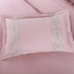 Malako Luxe Stitch & Dream 550 TC Pink & Beige Premium Embroidered Bedding