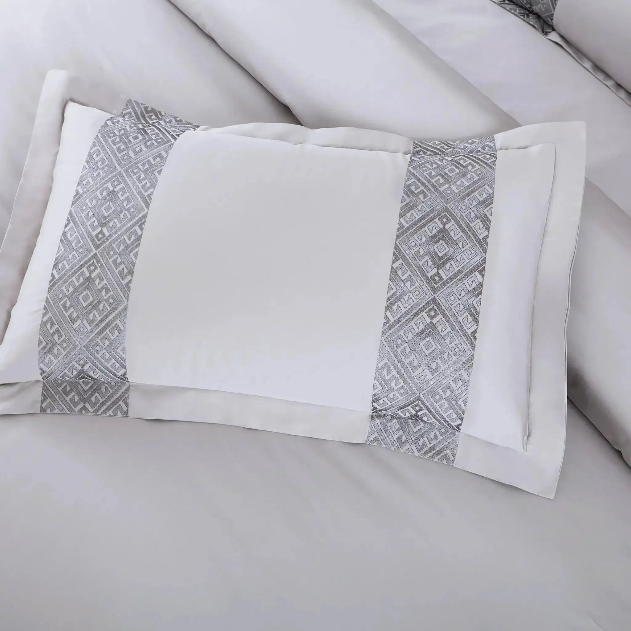 Malako Luxe Stitch & Dream 550 TC Silver & Grey Premium Embroidered Bedding