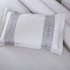 Malako Luxe Stitch & Dream 550 TC Silver & Grey Premium Embroidered Bedding