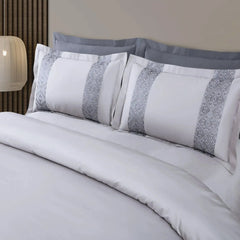 Malako Luxe Stitch & Dream 550 TC Silver & Grey Premium Embroidered Bedding