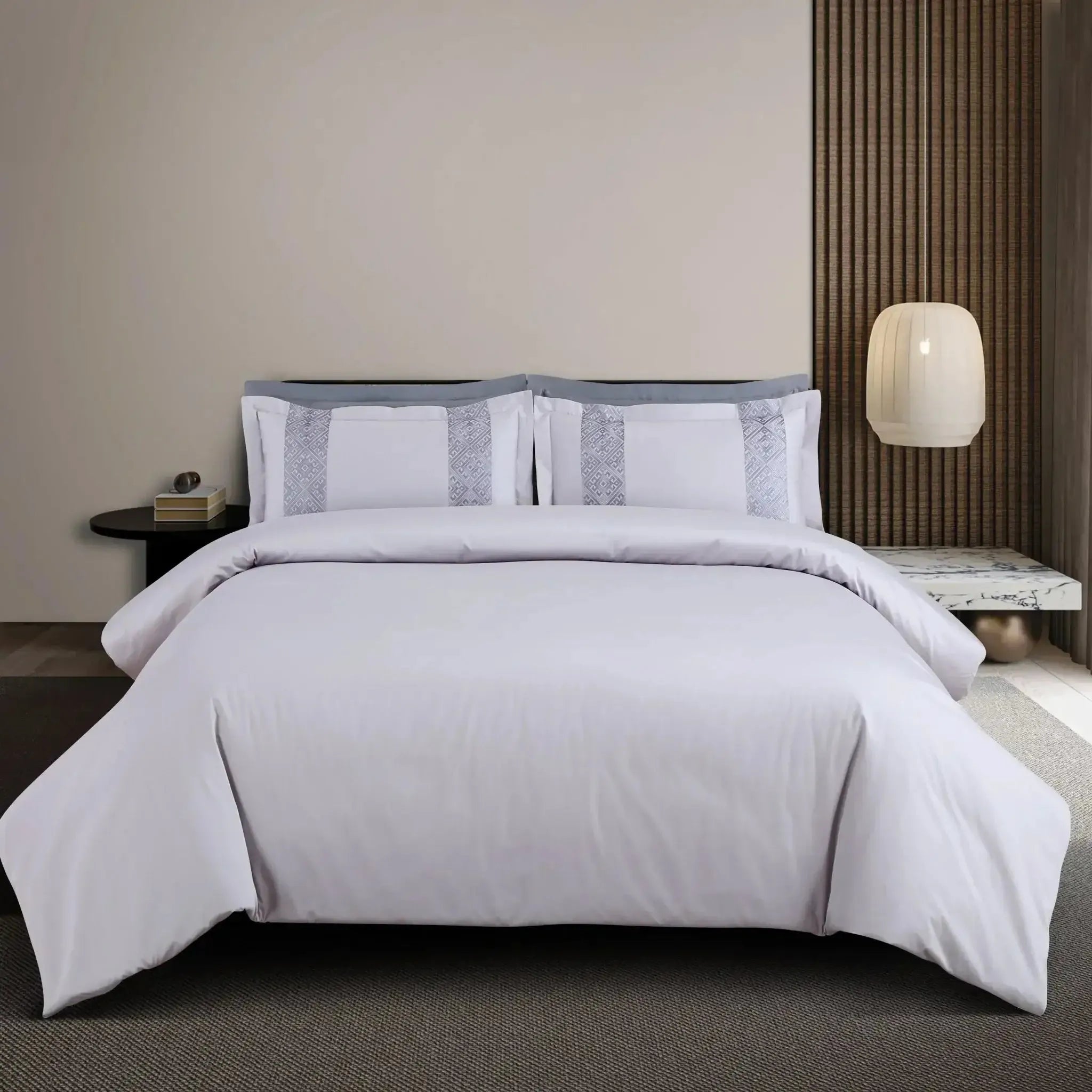 Malako Luxe Stitch & Dream 550 TC Silver & Grey Premium Embroidered Bedding