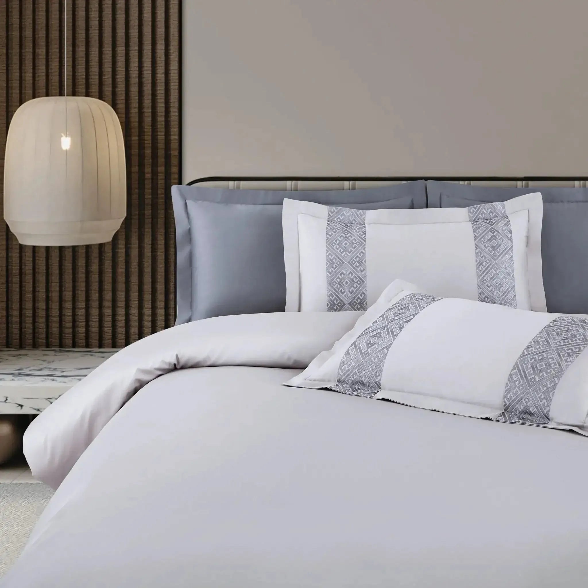 Malako Luxe Stitch & Dream 550 TC Silver & Grey Premium Embroidered Bedding