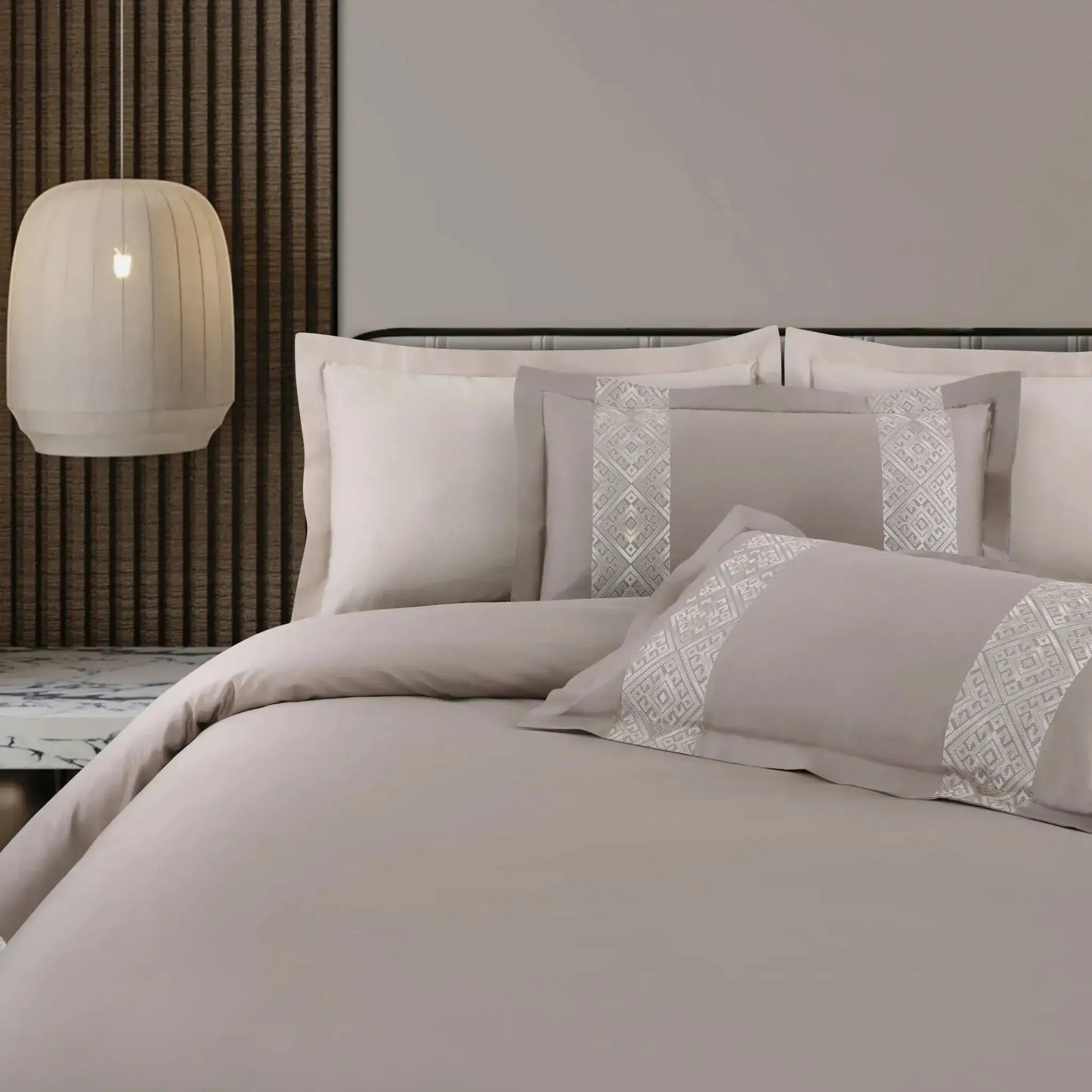 Malako Luxe Stitch & Dream 550 TC Taupe & Beige Premium Embroidered Bedding