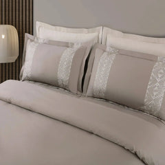 Malako Luxe Stitch & Dream 550 TC Taupe & Beige Premium Embroidered Bedding