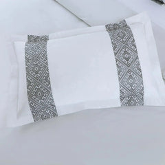 Malako Luxe Stitch & Dream 550 TC White & Grey Premium Embroidered Bedding