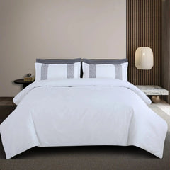 Malako Luxe Stitch & Dream 550 TC White & Grey Premium Embroidered Bedding
