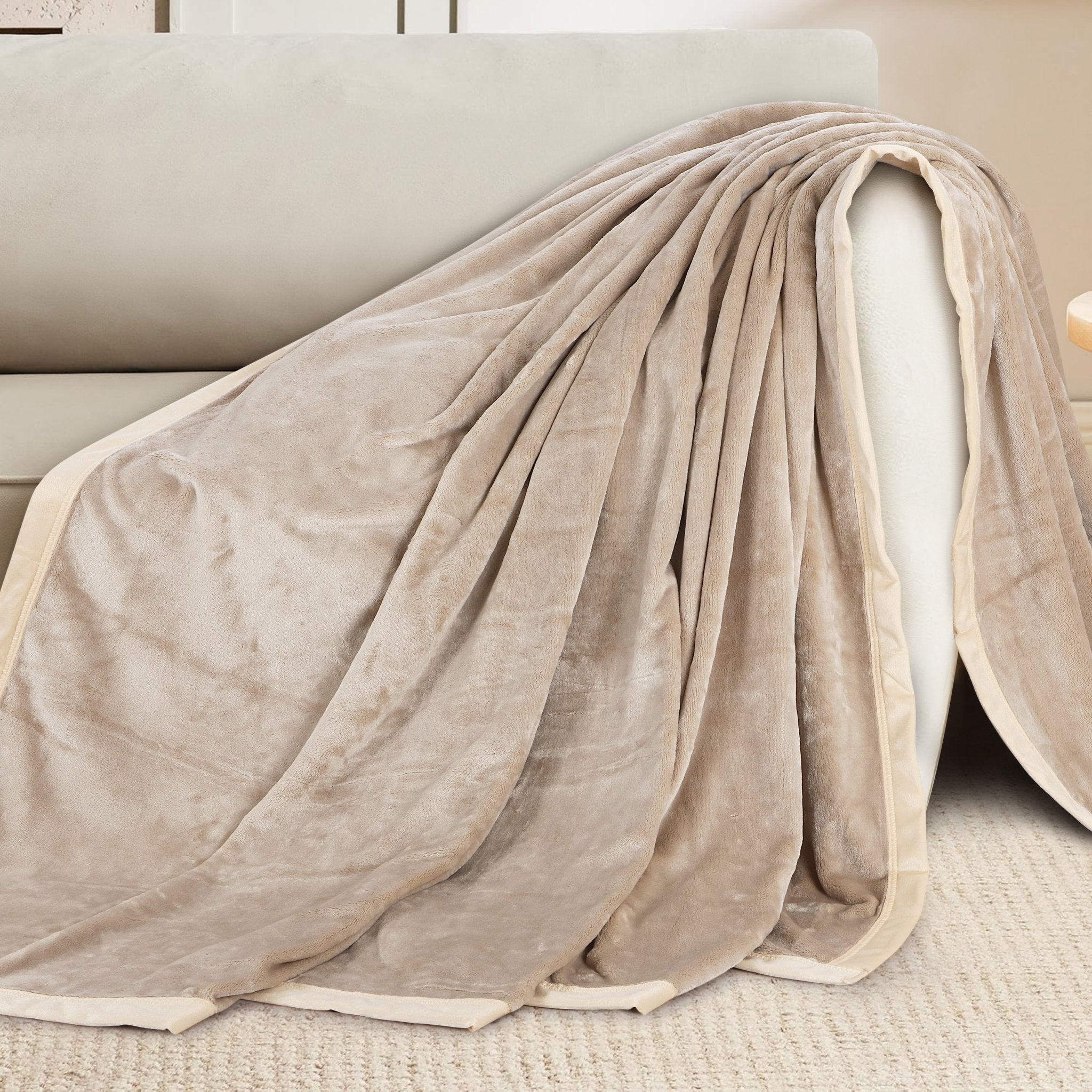 Malako Plush Beige Double Bed AC Blanket - MALAKO