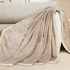 Malako Plush Beige Double Bed AC Blanket - MALAKO