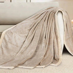 Malako Plush Beige Double Bed AC Blanket