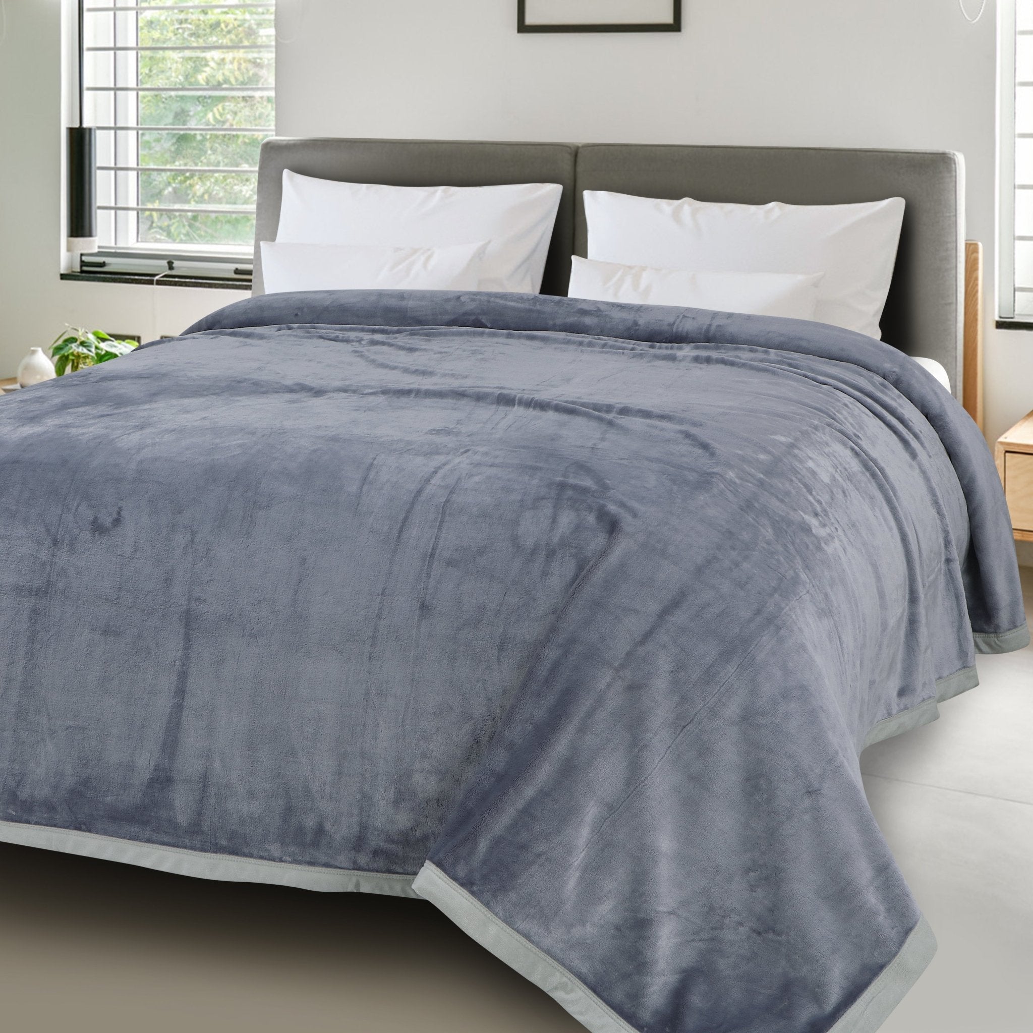 Malako Plush Grey Double Bed AC Blanket - MALAKO