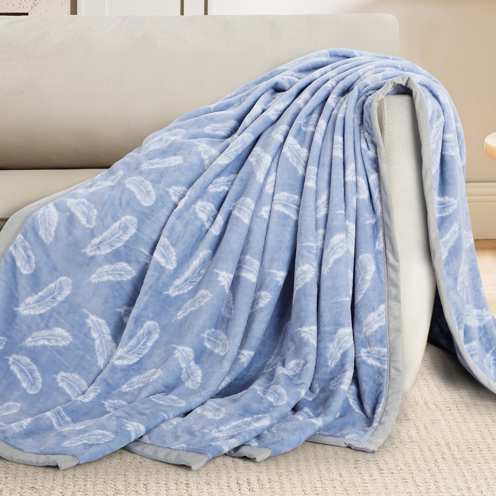 Malako Plush Pigeon Blue Double Bed AC Blanket - MALAKO