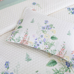 Malako Royale 100% Cotton Off White Botanic King Size 5 Piece Quilted Bedspread Set - MALAKO