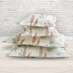 Malako Royale 100% Cotton Off White Floral King Size 5 Piece Quilted Bedspread Set - MALAKO