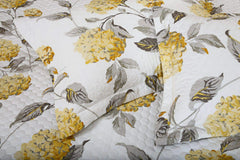 Malako Royale White and Yellow Botanic 100% Cotton King Size Bedspread