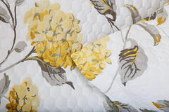 Malako Royale White and Yellow Botanic 100% Cotton King Size Bedspread