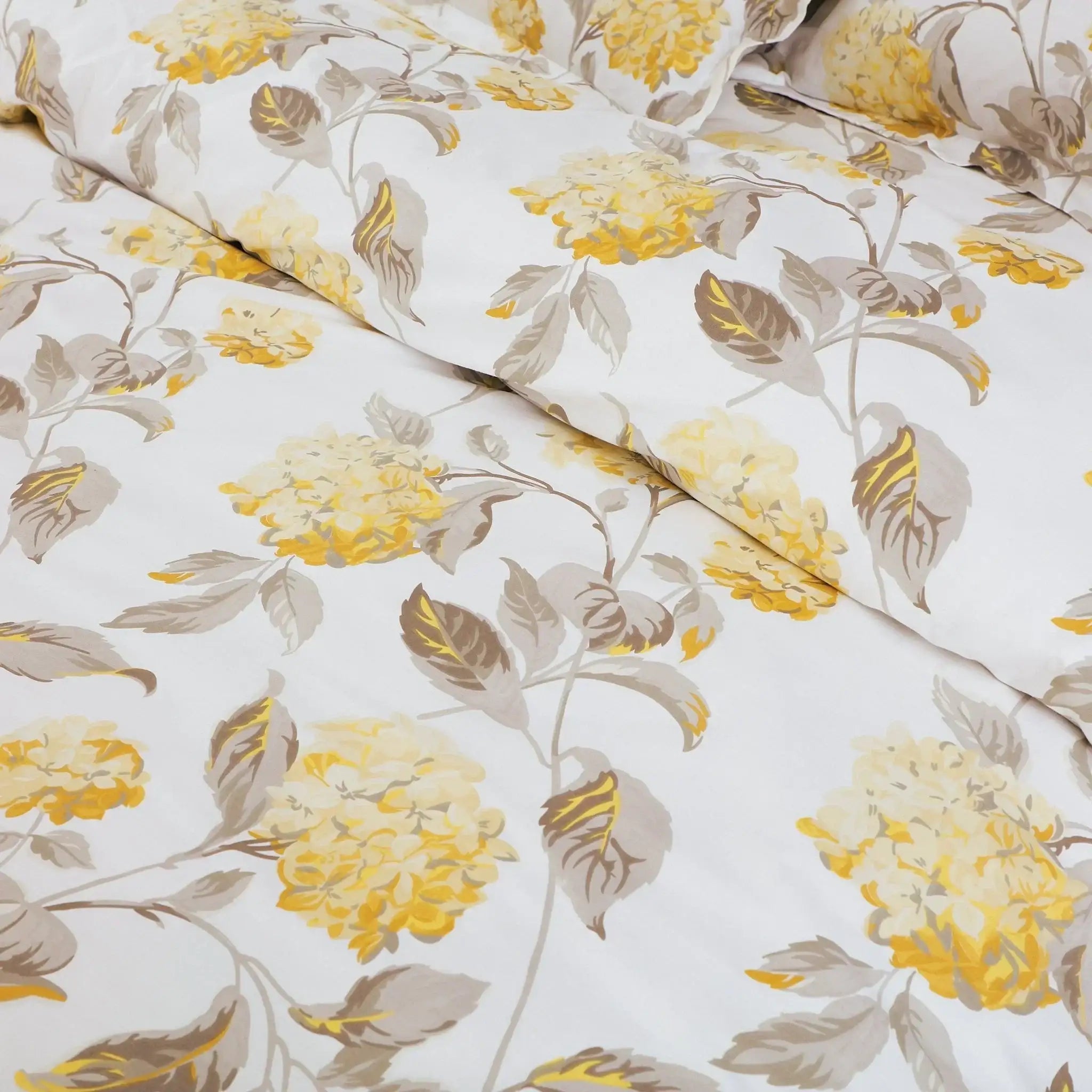 Malako Royale XL Off White & Yellow Botanic 100% Cotton King Size Bed Sheet - MALAKO