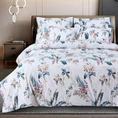 Malako Basel White Botanic King Size 100% Cotton Bedding