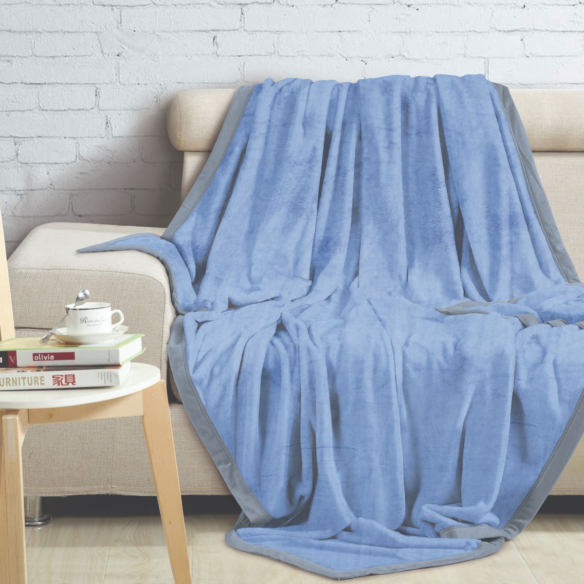 Malako Single Bed Blanket - Heavy Plush Blue Shaded Blanket - MALAKO