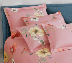 Malako Sion 100% Cotton Baby Pink Botanic King Size Bedding Set - MALAKO