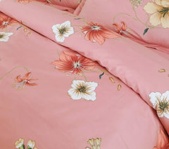 Malako Sion 100% Cotton Baby Pink Botanic King Size Bedding Set - MALAKO