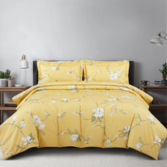 Malako Sion 100% Cotton Yellow Botanic King Size Bedding Set - MALAKO