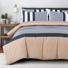 Malako Sion 500TC Egyptian Cotton Beige & Blue Geometrical Bedding - MALAKO