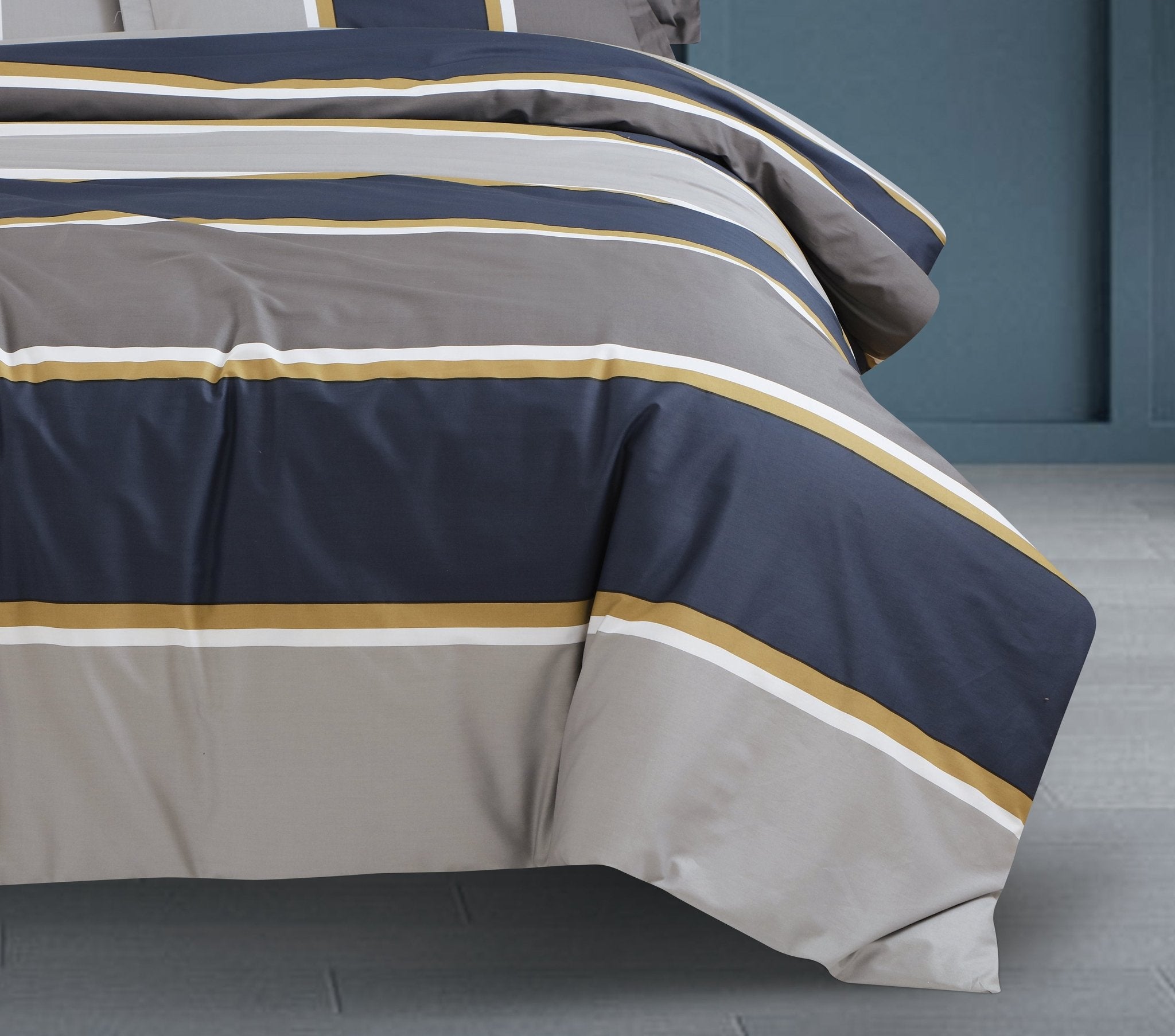 Malako Sion 500TC Egyptian Cotton Blue Geometrical Bedding - MALAKO