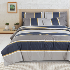 Malako Sion 100% Cotton Blue Geometrical King Size Bedding