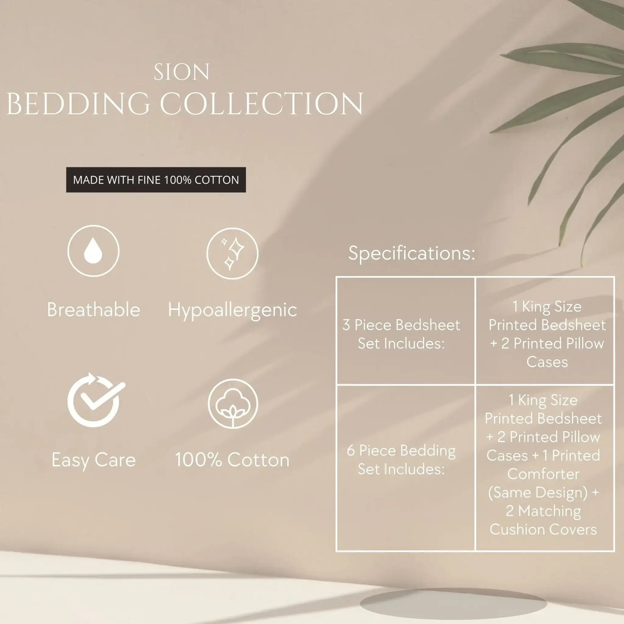 Malako Sion 500TC Egyptian Cotton Green Botanic King Size Bedding - MALAKO