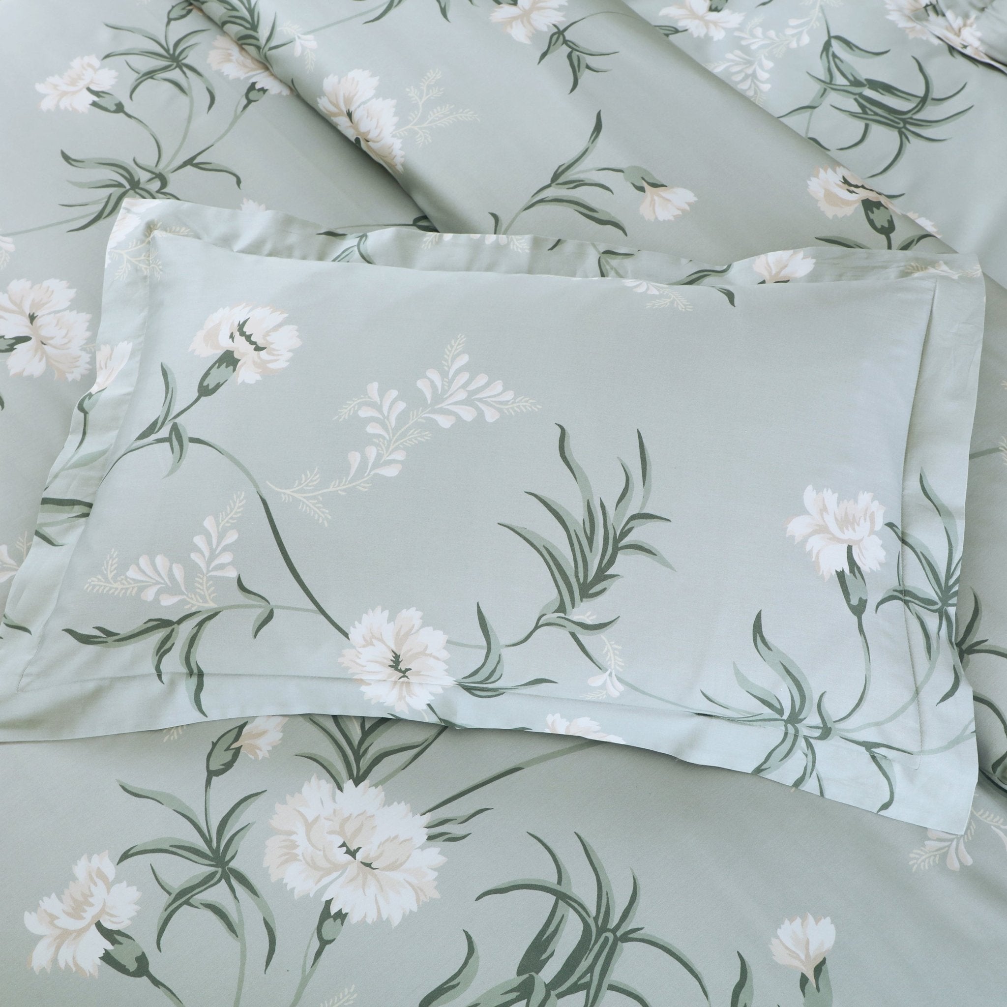 Malako Sion 500TC Egyptian Cotton Sage Green Botanic Bedding - MALAKO