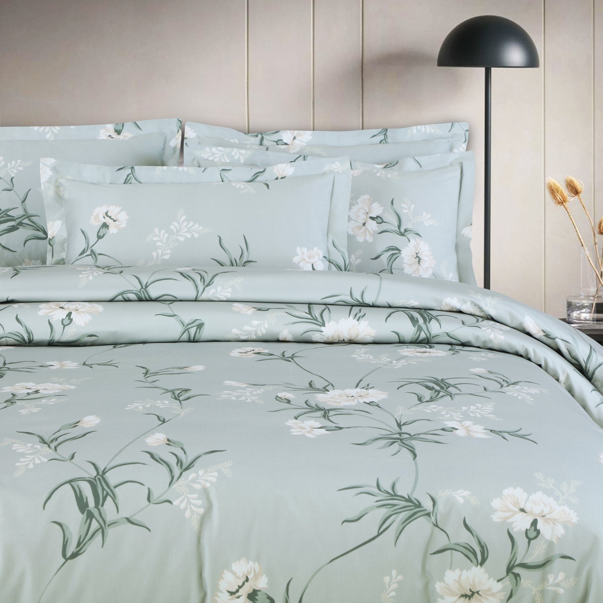 Malako Sion 500TC Egyptian Cotton Sage Green Botanic Bedding - MALAKO