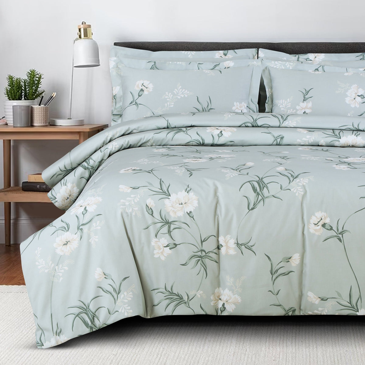 Malako Sion 500TC Egyptian Cotton Sage Green Botanic Bedding - MALAKO