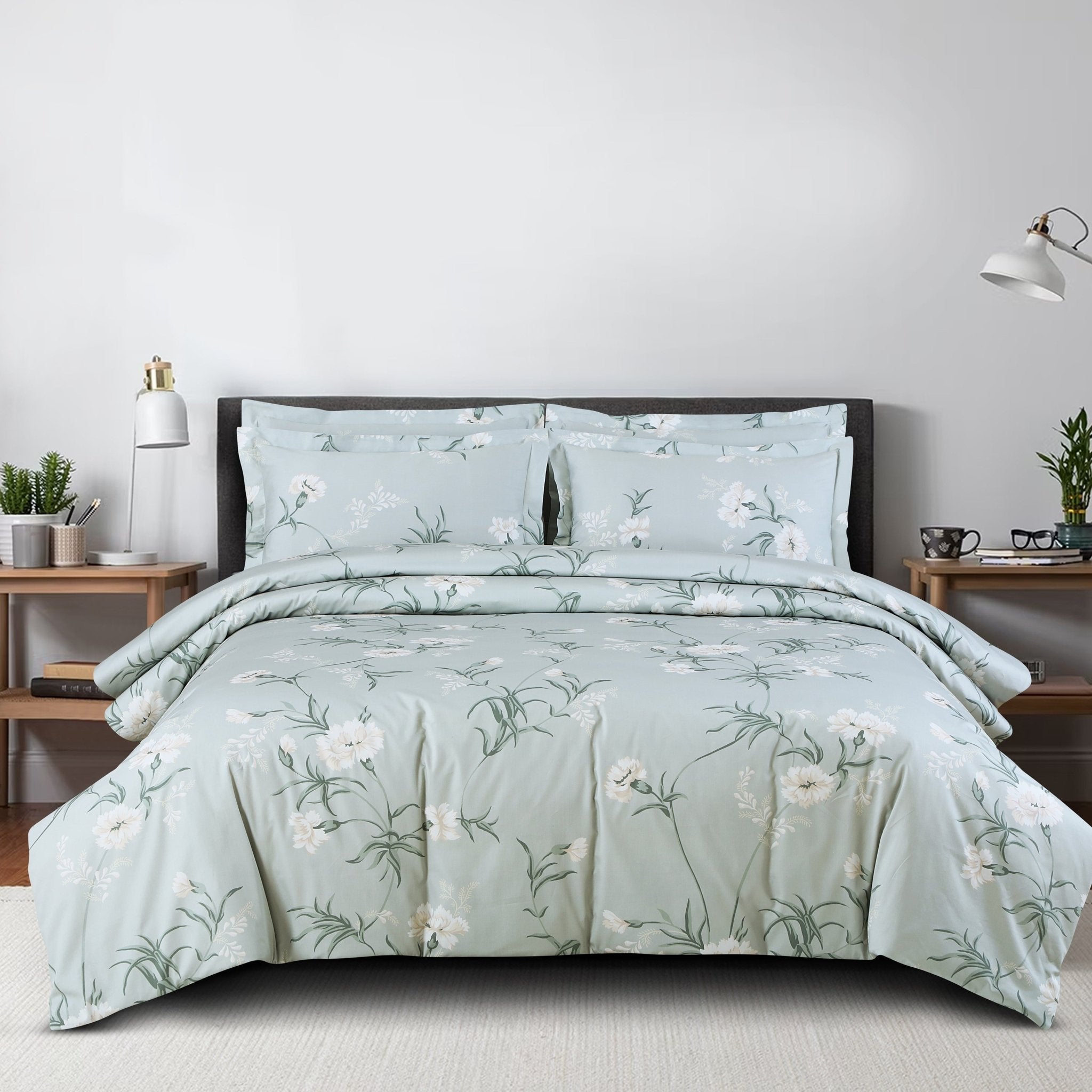 Malako Sion 500TC Egyptian Cotton Sage Green Botanic Bedding - MALAKO