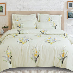 Malako Sion 500TC Egyptian Cotton Tea Green Botanic Bedding - MALAKO