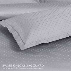 Malako Swiss Checks Jacquard 550 TC 100% Cotton King Size Bedding - MALAKO
