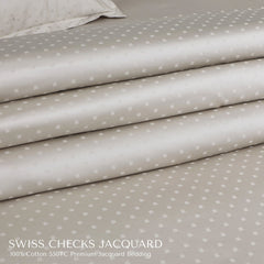 Malako Swiss Checks Jacquard 550 TC 100% Cotton King Size Bedding - MALAKO