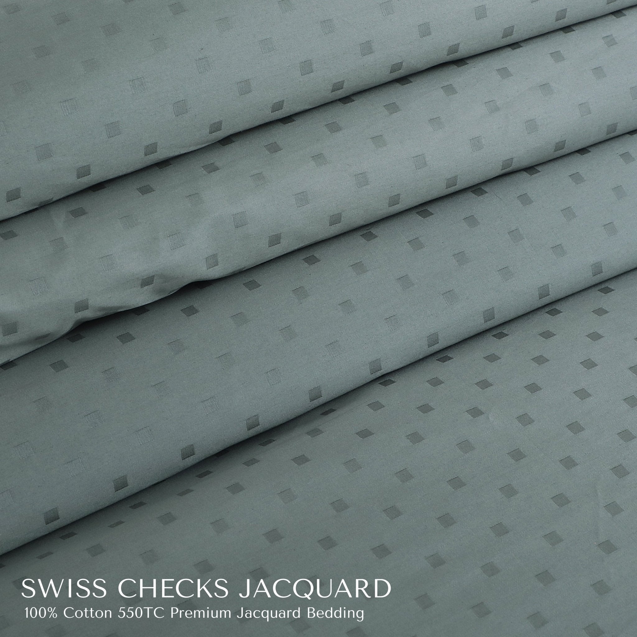 Malako Swiss Checks Jacquard 550 TC 100% Cotton King Size Bedding - MALAKO