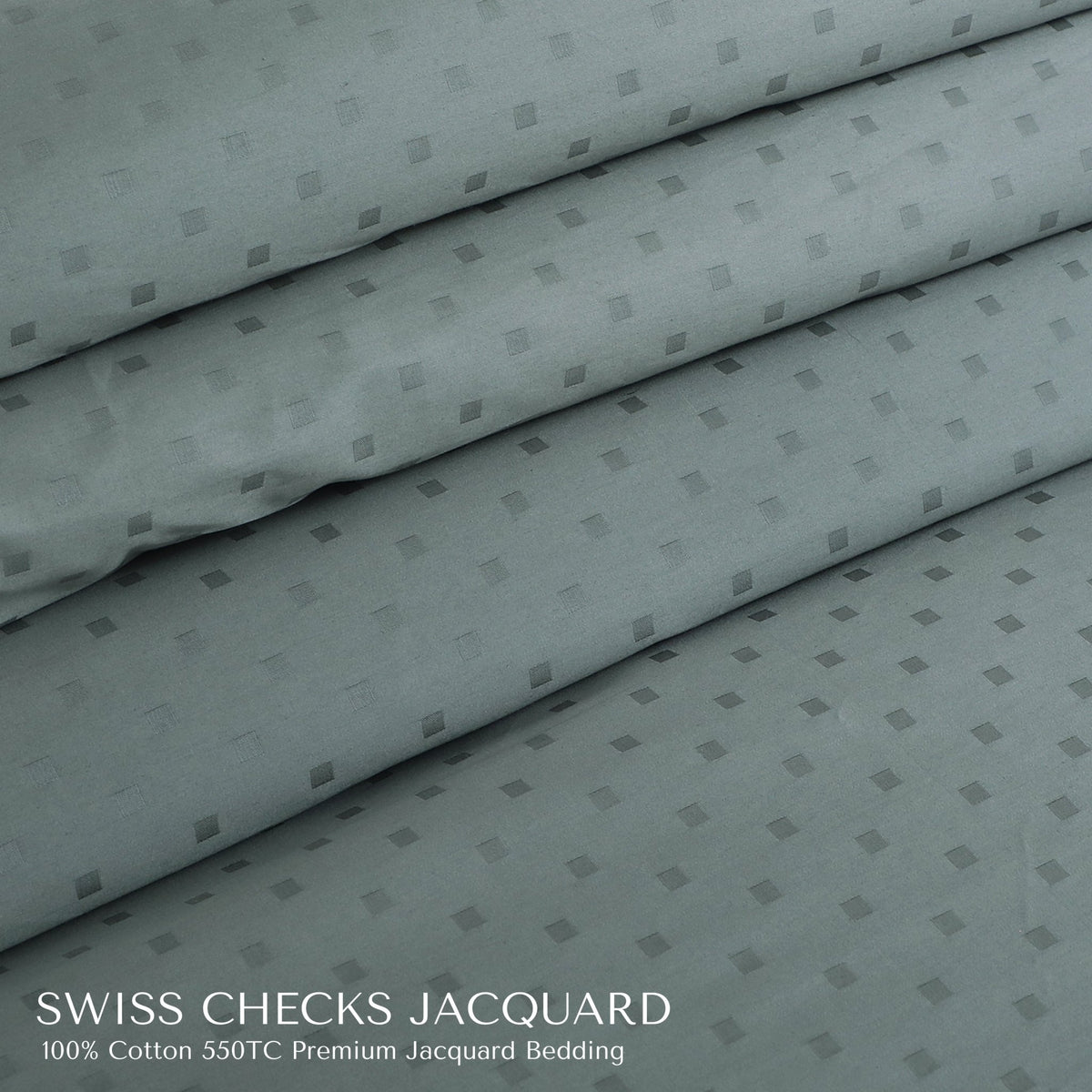 Malako Swiss Checks Jacquard 550 TC 100% Cotton King Size Bedding - MALAKO