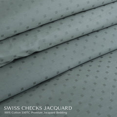 Malako Swiss Checks Jacquard 550 TC 100% Cotton King Size Bedding - MALAKO