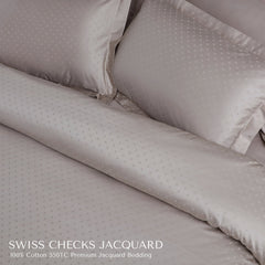 Malako Swiss Checks Jacquard 550 TC 100% Cotton King Size Bedding - MALAKO