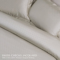 Malako Swiss Checks Jacquard 550 TC 100% Cotton King Size Bedding - MALAKO